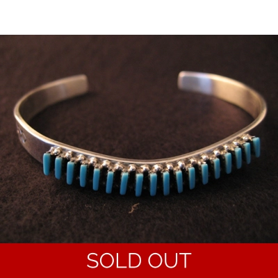 Silver Needlepoint Turquoise   by Raynard Lastiyona 7-1/2" Round  1-1/4" Gap